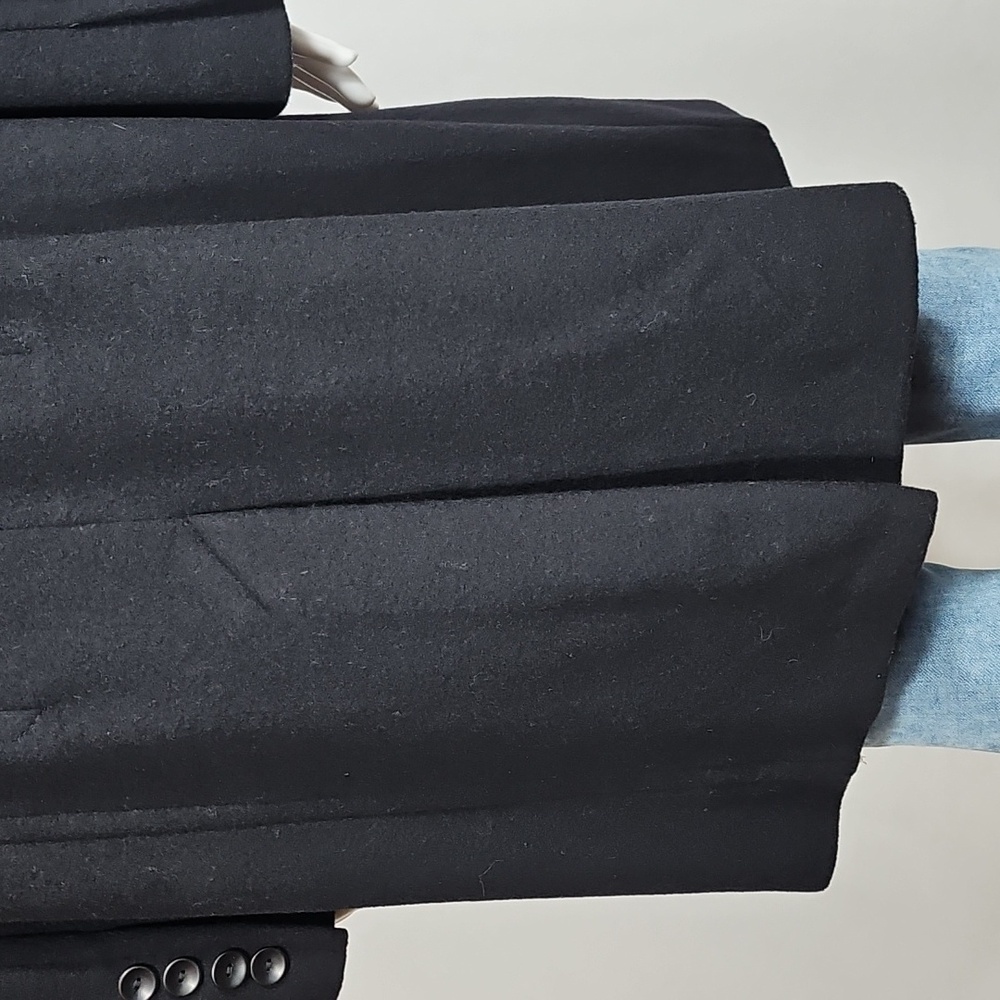 Preston & York Wool Cashmere Knee Length Black Coat w Genuine Fox Fur Collar - Picture 8 of 16
